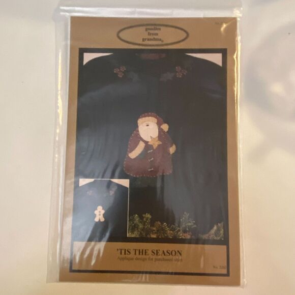 Vtg Goodies From Grandma 228J Tis The Season Pattern Top Applique Christmas - Picture 2 of 6